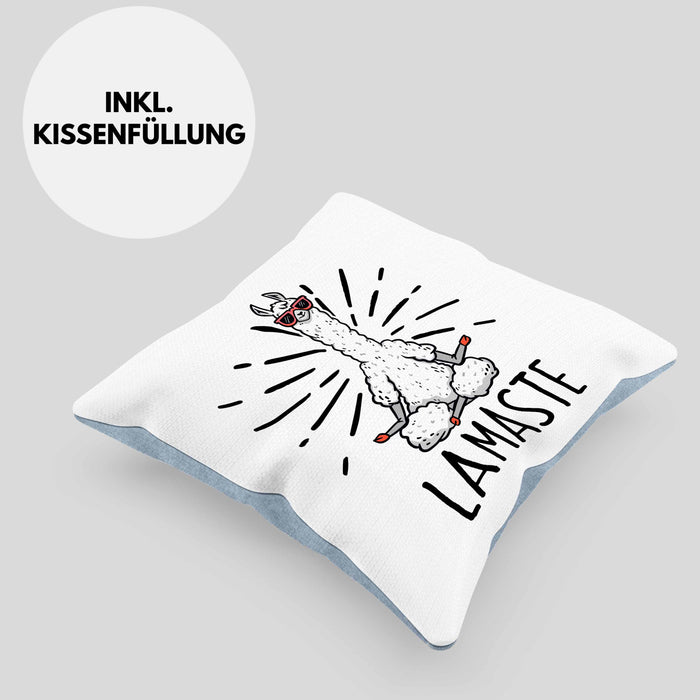 Llama Meditations-Kissen mit Füllung 40x40 Geschenk für Meditationsliebhaber Meditieren (Grau) Blau Trendation