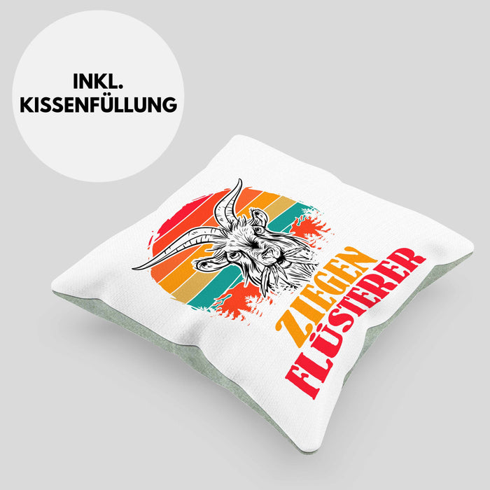 Ziegen Hirte Geschenk Kissen mit Füllung 40x40 Ziegen Flüsterer Geschenkidee Ziegen-Liebhaber (Grau) Grün Trendation