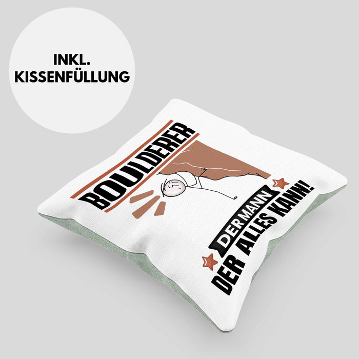 Boulderer Kissen mit Füllung 40x40 Geschenk für Boulderer Der Mann Der Alles Kann Geschenkidee zum Geburtstag (Grau) Grün Trendation