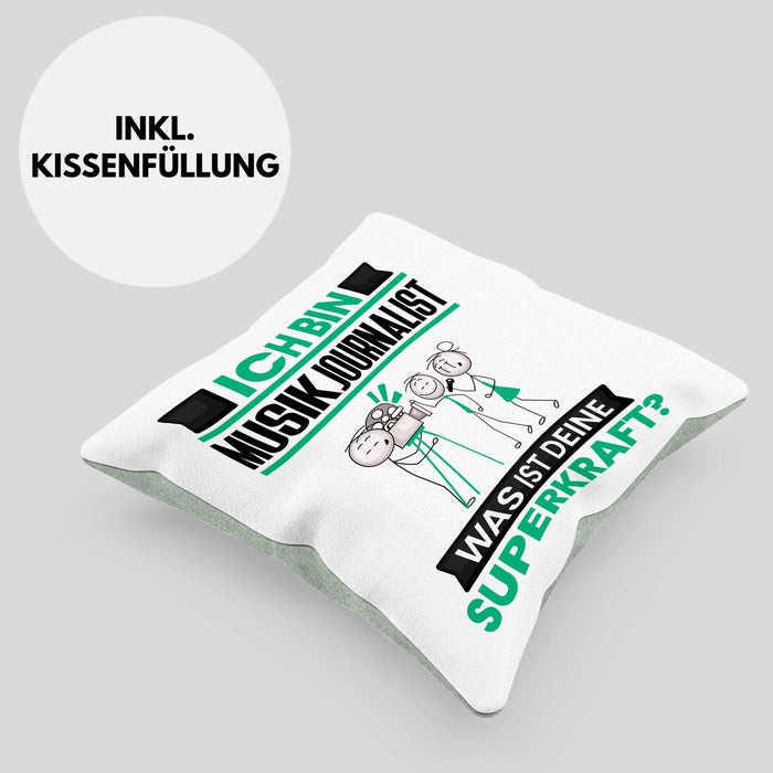 Musikjournalist Kissen mit Füllung 40x40 Geschenk für Musikjournalist Geburtstag Lustiger Spruch Was Ist Deine Superkraft (Grau) Grün Trendation