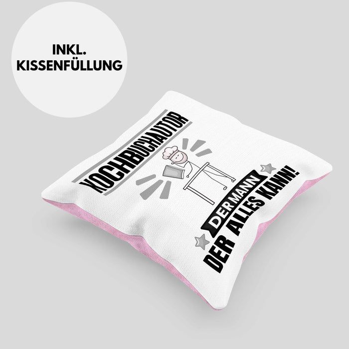 Kochbuchautor Kissen mit Füllung 40x40 Geschenk für Kochbuchautor Der Mann Der Alles Kann Geschenkidee zum Geburtstag (Grau) Rosa Trendation