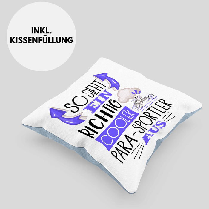 So Sieht Ein Richtig Cooler Para-Sportler Aus Geschenk Kissen mit Füllung 40x40 Lustiger Spruch Geschenkidee (Grau) Blau Trendation