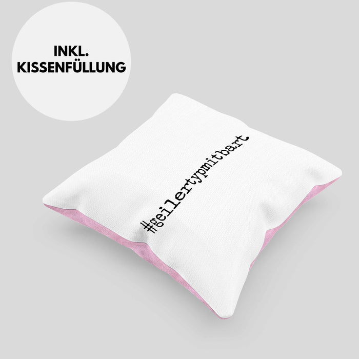 Bartträger Kissen mit Füllung 40x40 Geilertypmitbart Bart Geschenk Bart Lustig (Grau) Rosa Trendation