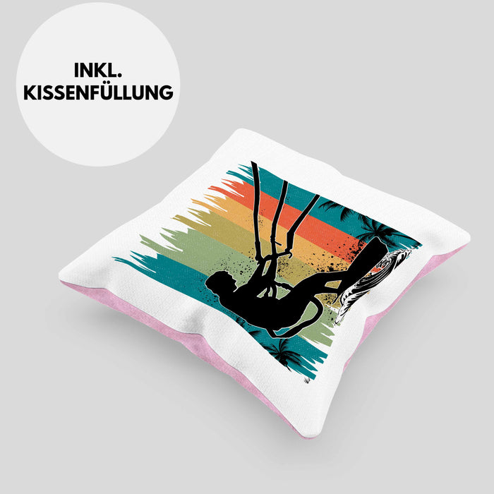 Kitesurfing Kissen mit Füllung 40x40 Geschenk für Kitesurfer Geschenkidee (Grau) Rosa Trendation