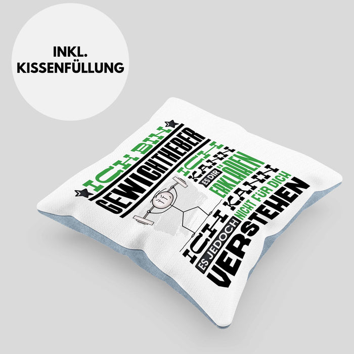 Gewichtheber Geschenk Kaffee-Kissen mit Füllung 40x40 Geschenkidee für Gewichtheber Ich Bin Gewichtheber Ich Kann Es Dir Erklären Jedoch Nicht Für Dich Verstehen Spruch Lustig (Grau) Blau Trendation