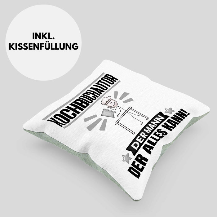 Kochbuchautor Kissen mit Füllung 40x40 Geschenk für Kochbuchautor Der Mann Der Alles Kann Geschenkidee zum Geburtstag (Grau) Grün Trendation