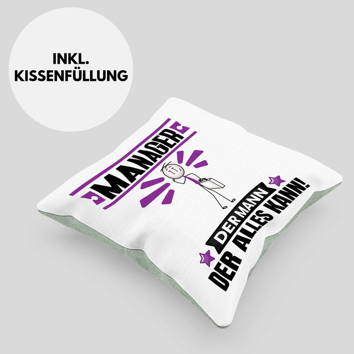 Manager Kissen mit Füllung 40x40 Geschenk für Manager Der Mann Der Alles Kann Geschenkidee zum Geburtstag (Grau) Grün Trendation