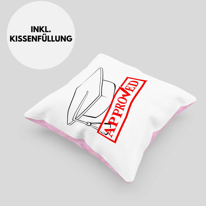Lustige Kissen mit Füllung 40x40 für Doktor, Master und Bachelor - Das tolle Geschenk für Absolventen Approved (Grau) Rosa Trendation