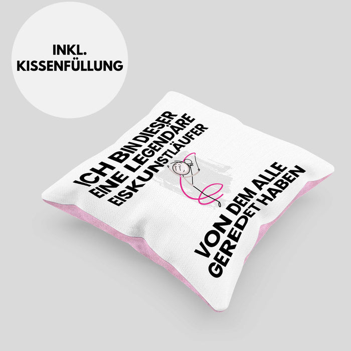 Eiskunstläufer Geschenk Kissen mit Füllung 40x40 Lustige Geschenkidee Geburtstag für Eiskunstläufer Ich Bin Dieser Legendäre Eiskunstläufer Von Dem Alle Geredet Haben (Grau) Rosa Trendation