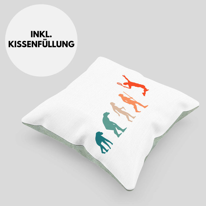 Lustige Badminton Kissen mit Füllung 40x40 Geschenk für Badmintonspieler Badminton Lehrer Coach Trainer Geschenkidee Evolution (Grau) Grün Trendation