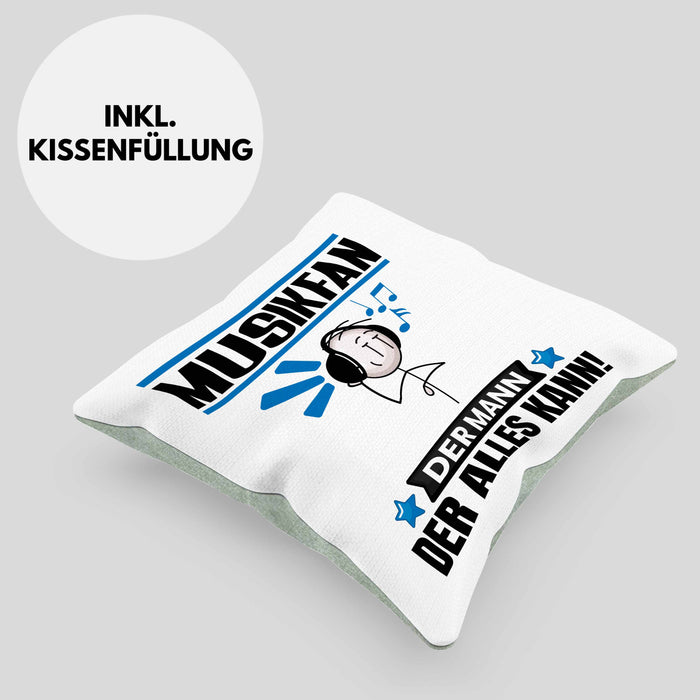 Musikfan Kissen mit Füllung 40x40 Geschenk für Musikfan Der Mann Der Alles Kann Geschenkidee zum Geburtstag (Grau) Grün Trendation