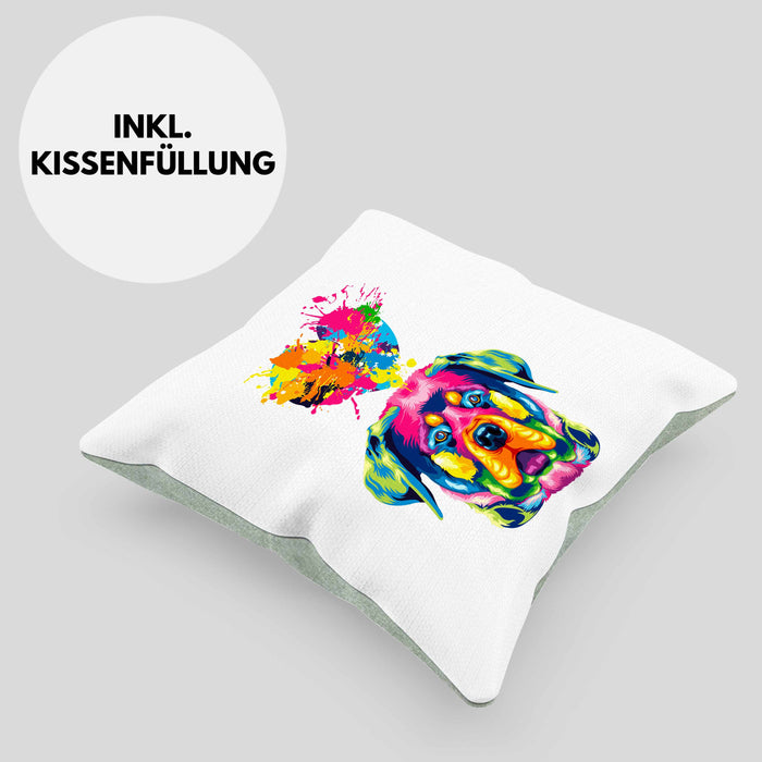 Rottweiler Herz Farbe Besitzer Kissen mit Füllung 40x40 Geschenk Lustiger Spruch Geschenkidee Rottweiler Liebhaber (Grau) Grün Trendation