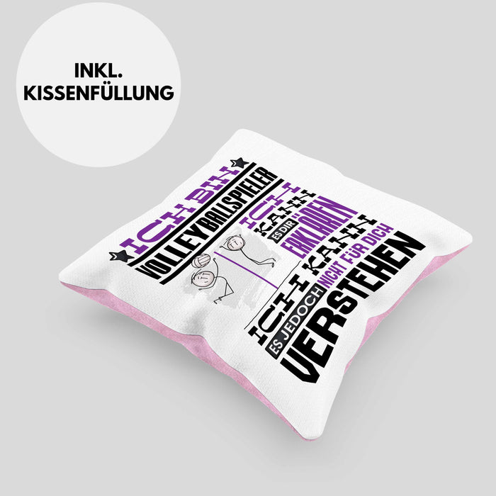 Volleyballspieler Geschenk Kaffee-Kissen mit Füllung 40x40 Geschenkidee für Volleyballspieler Ich Bin Volleyballspieler Ich Kann Es Dir Erklären Jedoch Nicht Für Dich Verstehen Spruch Lustig (Grau) Rosa Trendation