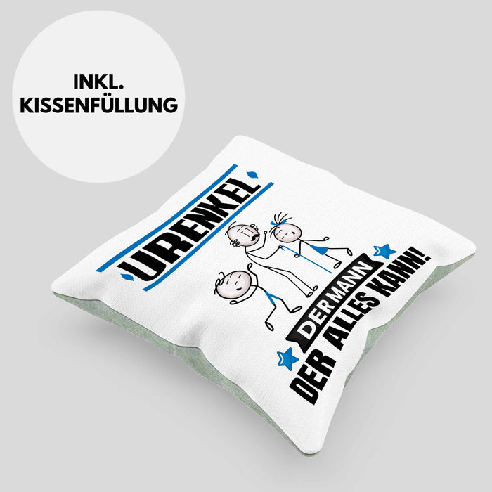 Urenkel Kissen mit Füllung 40x40 Geschenk für Urenkel Der Mann Der Alles Kann Geschenkidee zum Geburtstag (Grau) Grün Trendation