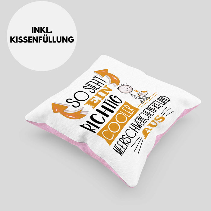 Meerschweinchenfreund Kissen mit Füllung 40x40 So Sieht Ein Richtig Cooler Meerschweinchenfreund Aus Geschenk Lustiger Spruch Geschenkidee (Grau) Rosa Trendation