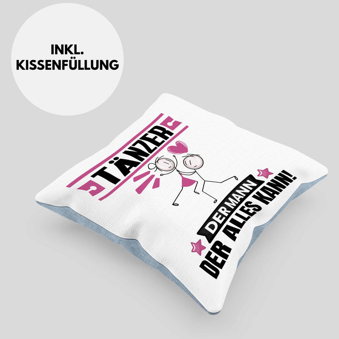 Tänzer Kissen mit Füllung 40x40 Geschenk für Tänzer Der Mann Der Alles Kann Geschenkidee zum Geburtstag (Grau) Blau Trendation