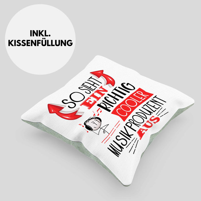 So Sieht Ein Richtig Cooler Musikproduzent Aus Kissen mit Füllung 40x40 Geschenk für Produzenten Geburtstag Geschenkdiee (Grau) Grün Trendation