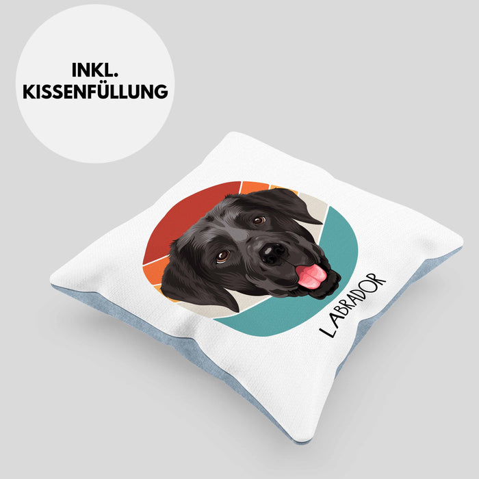 Labrador Besitzer Kissen mit Füllung 40x40 Geschenk Lustiger Spruch Geschenkidee Labrador Mama Papa (Grau) Blau Trendation