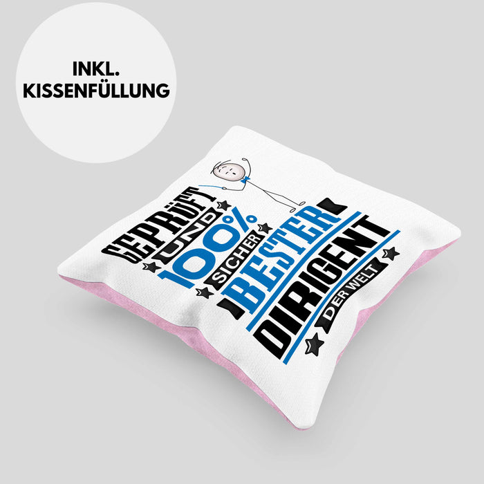 Dirigent Geschenk Lustiger Spruch für Dirigent Geschenkidee Bester Dirigent Der WeltKissen mit Füllung 40x40 (Grau) Rosa Trendation