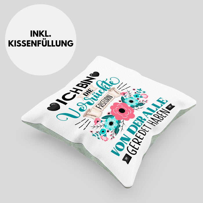 Friseurin Kissen mit Füllung 40x40 Geschenk Lustiger Spruch Geschenkidee Ich Bin Die Verrückte Friseurin Von Der Alle Geredet Haben (Grau) Grün Trendation