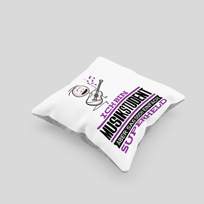 Musikstudent Geschenk Kissen mit Füllung 40x40 Ich Bin Musikstudent Aber Sag Doch Einfach Superheld Lustige Geschenkdiee für Musikstudent (Grau) Grau Trendation