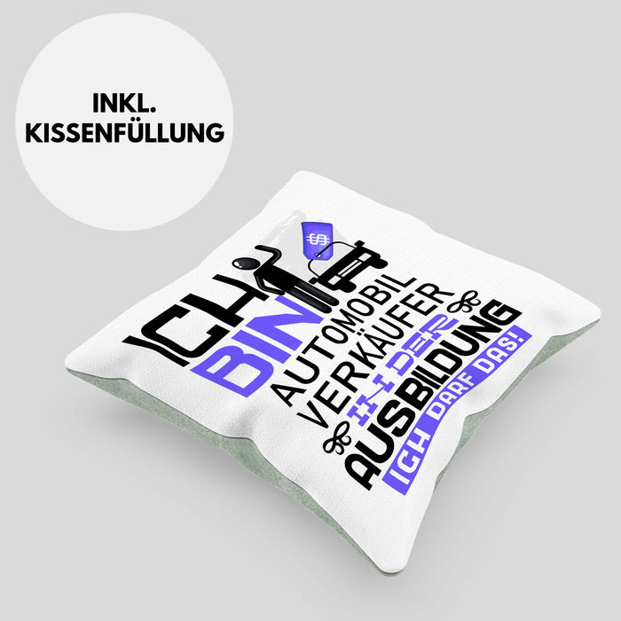 Automobilverkäufer Ausbildung Kissen mit Füllung 40x40 Geschenk Ich Bin Automobilverkäufer In Der Ausbildung Ich Darf Das Geschenkidee Spruch (Grau) Grün Trendation