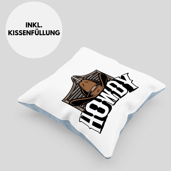 Lustige Kissen mit Füllung 40x40 für Line Dance Fans Howdy Cowboy Geschenkidee (Grau) Blau Trendation