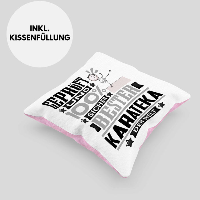 Karateka Geschenk Lustiger Spruch für Karateka Geschenkidee Bester Karateka Der WeltKissen mit Füllung 40x40 (Grau) Rosa Trendation