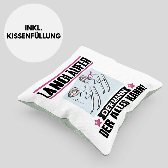 Langläufer Kissen mit Füllung 40x40 Geschenk für Langläufer Der Mann Der Alles Kann Geschenkidee zum Geburtstag (Grau) Grün Trendation