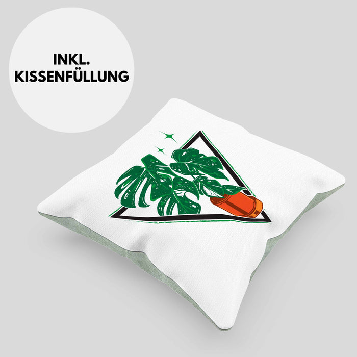 Gärtner Geschenk Kissen mit Füllung 40x40 Pflanzen Motiv Design Geschenkidee Garten-Pflege (Grau) Grün Trendation