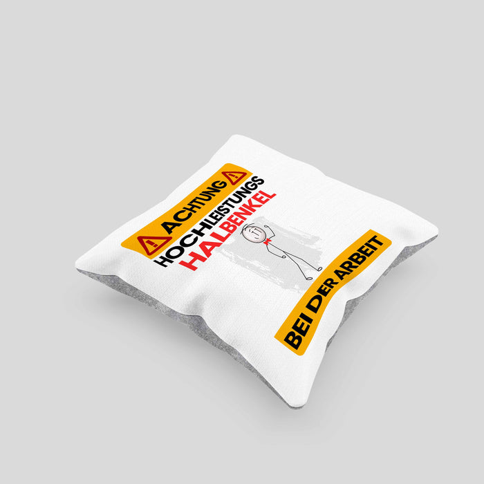 Halbenkel Kissen mit Füllung 40x40 Geschenk Lustiger Spruch Geschenkidee für Halbenkel Achtung Hochleistungs Halbenkel Bei Der Arbeit (Grau) Grau Trendation