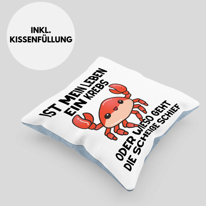 Dank Meme Kissen mit Füllung 40x40 Spruch Internet Meme Geschenkidee Depressionen Ist Mein Leben Ein Krebs Oder Wieso Geht Die SCH Schief? (Grau) Blau Trendation
