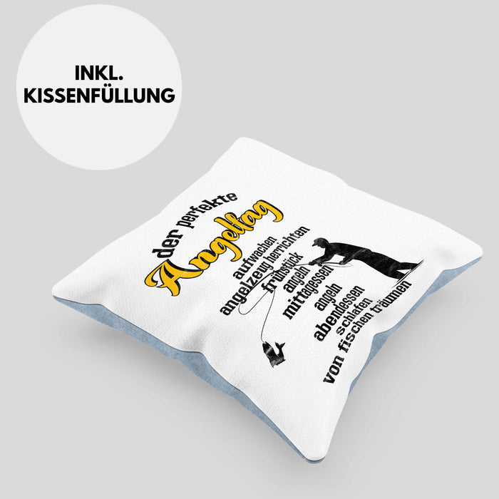 Kissen mit Füllung 40x40 für Angler Geschenk für Fischer Geschenkidee (Grau) Blau Trendation