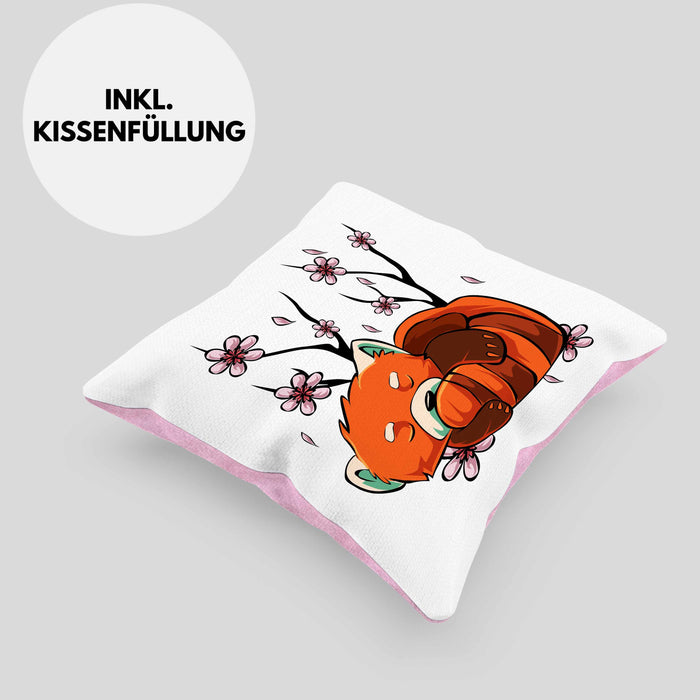 Lustige Roter Panda Kissen mit Füllung 40x40 - Ein süßes Geschenk für Panda-Liebhaber (Grau) Rosa Trendation