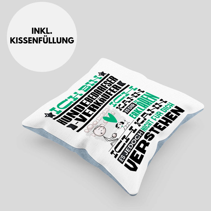 Hundebedarfsverkäufer Geschenk Kaffee-Kissen mit Füllung 40x40 Geschenkidee für Hundebedarfsverkäufer Ich Bin Hundebedarfsverkäufer Ich Kann Es Dir Erklären Jedoch Nicht Für Dich Verstehen Spruch Lustig (Grau) Blau Trendation