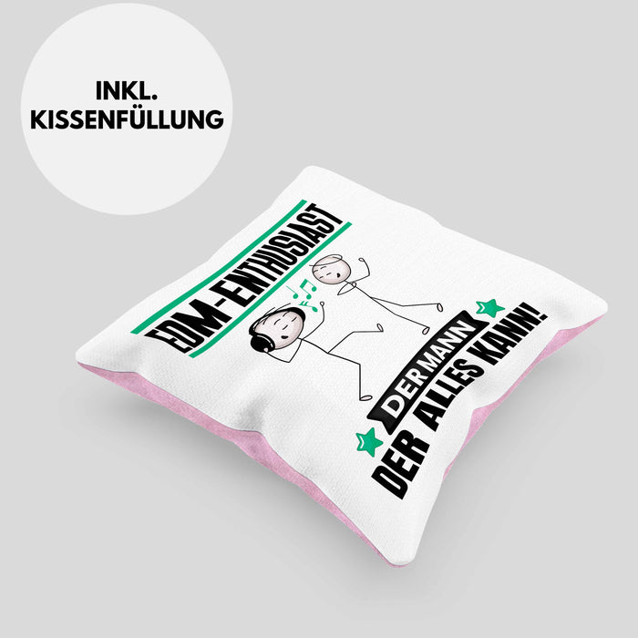 EDM-Enthusiast Kissen mit Füllung 40x40 Geschenk für EDM-Enthusiast Der Mann Der Alles Kann Geschenkidee zum Geburtstag (Grau) Rosa Trendation