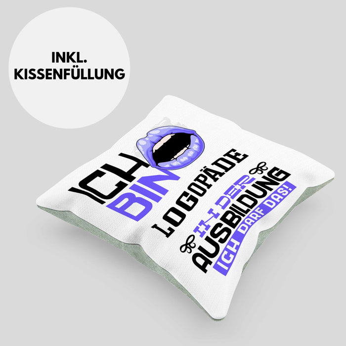 Logopäde Ausbildung Kissen mit Füllung 40x40 Geschenk Ich Bin Logopäde In Der Ausbildung Ich Darf Das Geschenkidee Spruch (Grau) Grün Trendation