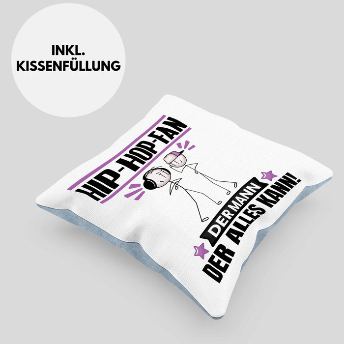 Hip-Hop-Fan Kissen mit Füllung 40x40 Geschenk für Hip-Hop-Fan Der Mann Der Alles Kann Geschenkidee zum Geburtstag (Grau) Blau Trendation