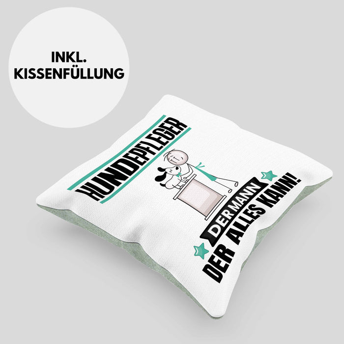 Hundepfleger Kissen mit Füllung 40x40 Geschenk für Hundepfleger Der Mann Der Alles Kann Geschenkidee zum Geburtstag (Grau) Grün Trendation