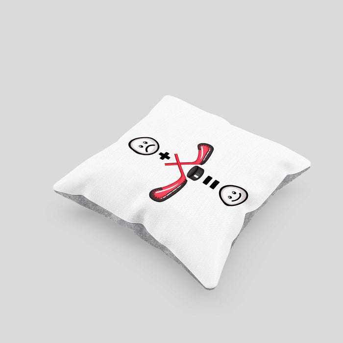 Ice Hockey Kissen mit Füllung 40x40 Geschenk für Ice Hockey Spieler :( + Eishockey = :) Lustige Geschenkidee Geburtstag (Grau) Grau Trendation