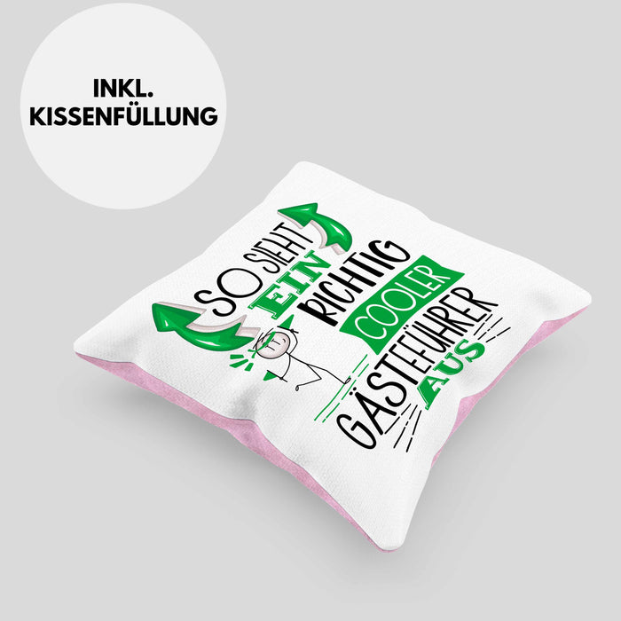 Gästeführer Kissen mit Füllung 40x40 Geschenk So Sieht Ein RIchtig Cooler Gästeführer Aus Geschenkidee Lustiger Spruch Geburtstag (Grau) Rosa Trendation