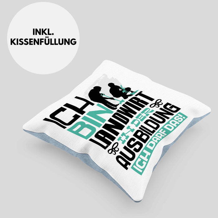 Landwirt Ausbildung Kissen mit Füllung 40x40 Geschenk Ich Bin Landwirt In Der Ausbildung Ich Darf Das Geschenkidee Spruch (Grau) Blau Trendation