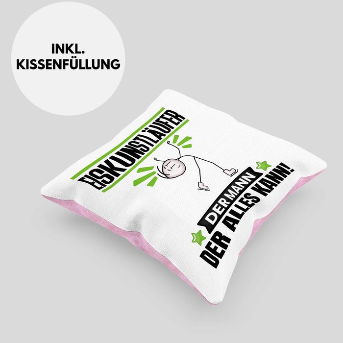 Eiskunstläufer Kissen mit Füllung 40x40 Geschenk für Eiskunstläufer Der Mann Der Alles Kann Geschenkidee zum Geburtstag (Grau) Rosa Trendation