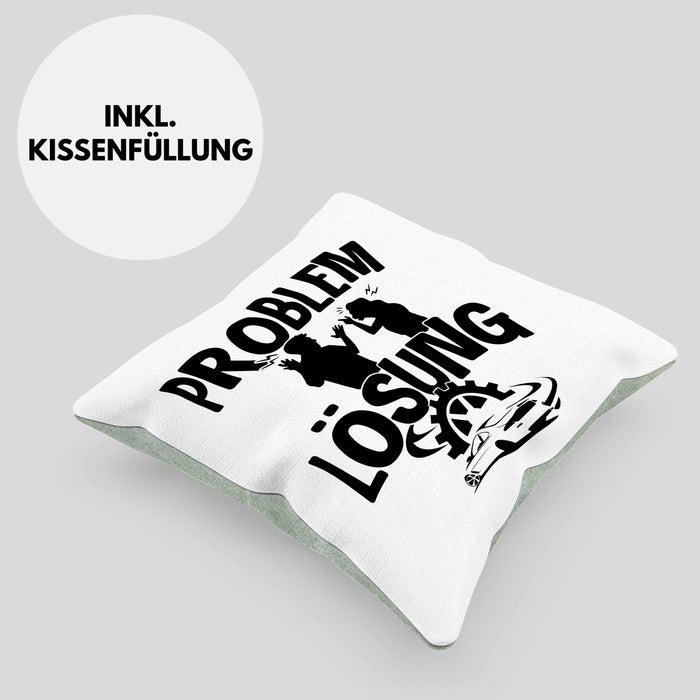 Auto Liebhaber Kissen mit Füllung 40x40 Geschenk für Driften Männer Geschenkidee Problem und Lösung Drifter (Grau) Grün Trendation