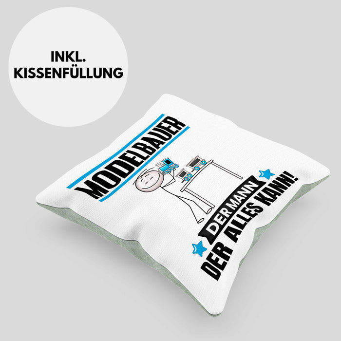 Modelbauer Kissen mit Füllung 40x40 Geschenk für Modelbauer Der Mann Der Alles Kann Geschenkidee zum Geburtstag (Grau) Grün Trendation