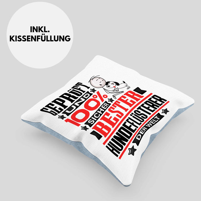 Hundeflüsterer Geschenk Lustiger Spruch für Hundeflüsterer Geschenkidee Bester Hundeflüsterer Der WeltKissen mit Füllung 40x40 (Grau) Blau Trendation