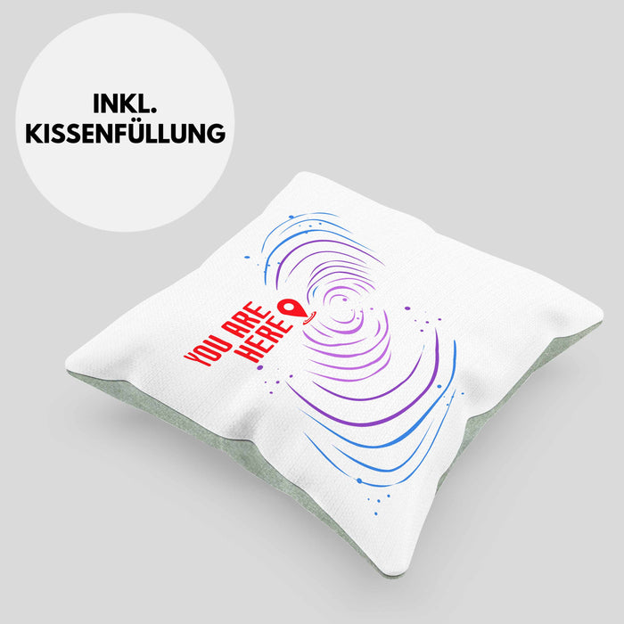 Lustige Galaxie-Kissen mit Füllung 40x40 Spruch "You Are Here" Geschenk für Weltraumliebhaber (Grau) Grün Trendation