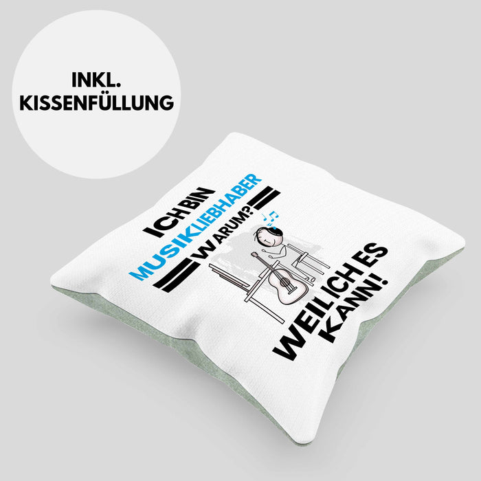 Musikliebhaber Geschenk Kissen mit Füllung 40x40 Lustiger Spruch Ich Bin Musikliebhaber Warum Weil Ich Es Kann Geschenkidee Bester Musikliebhaber Geburtstag (Grau) Grün Trendation
