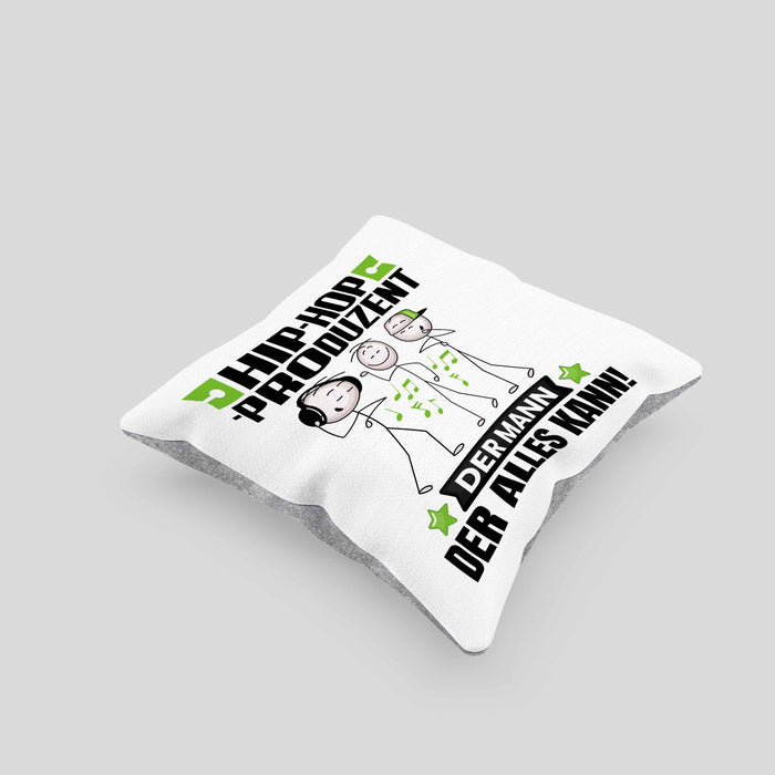 Hip-Hop-Produzent Kissen mit Füllung 40x40 Geschenk für Hip-Hop-Produzent Der Mann Der Alles Kann Geschenkidee zum Geburtstag (Grau) Grau Trendation