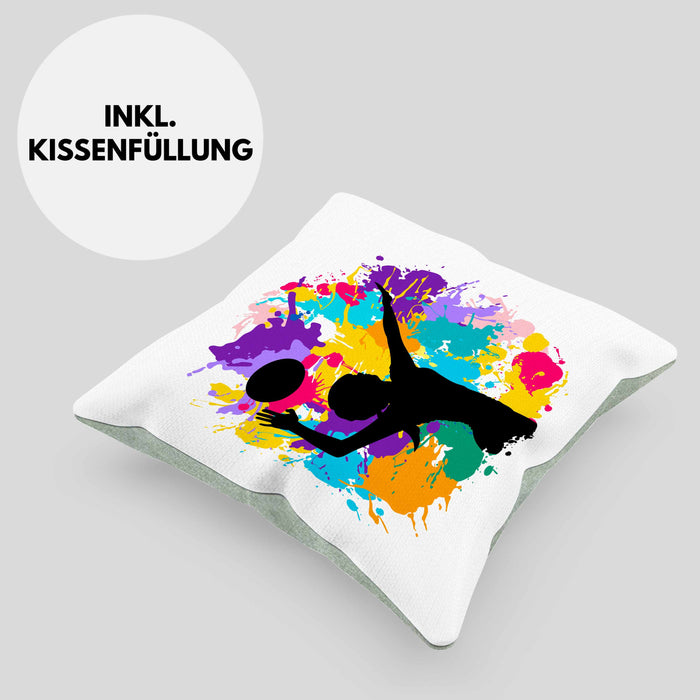 Volleyball Geschenk Kissen mit Füllung 40x40 Grafik Coach Herren Mädchen Kaffee Zubehör Volleyball-Spieler Spielerin (Grau) Grün Trendation